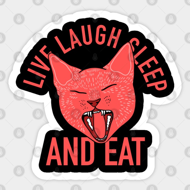 Cute Cat Yawning - Live Laugh Sleep - Aesthetic Tumblr Meow Kitty Sticker by isstgeschichte